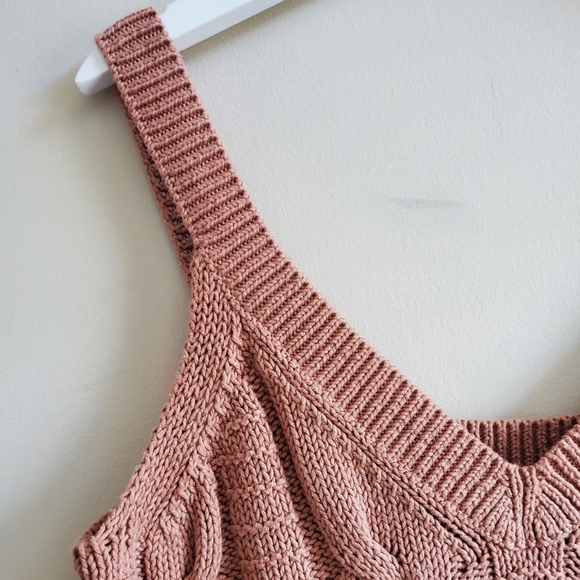 Banana Republic Plaid Rose Gold Waist drop length Cotton Sweater Tank - Picture 3 of 5